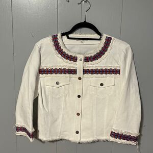 Rebecca Minkoff White Embellished Jacket Size Small